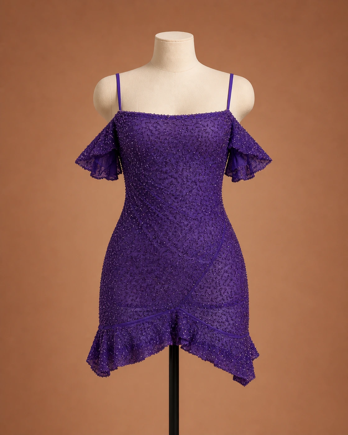 Violet Beaded Mini Dress · on mannequin.