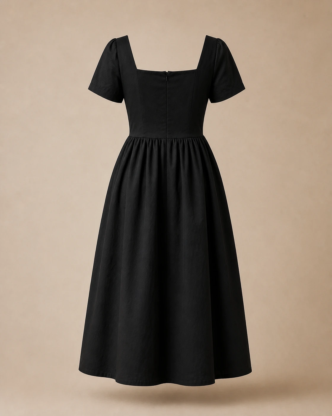 Black Sweetheart Fit-and-Flare Midi Dress · garment back.