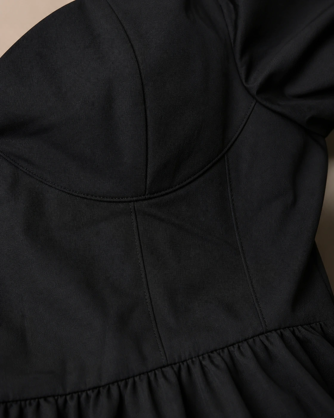Black Sweetheart Fit-and-Flare Midi Dress · fabric detail.